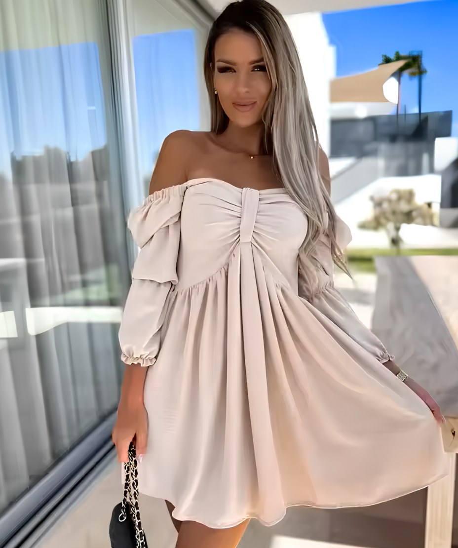 Vestido Corto Valentina Beige