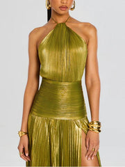 Vestido Maxi Metálico Thalia Peridot