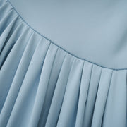 Vestido Maxi Azul Asimétrico Plisado Catherine