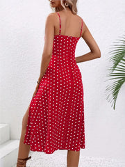Vestido midi con lunares y estampado de atardecer – Avenelle