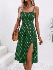 Vestido midi con lunares y estampado de atardecer – Avenelle