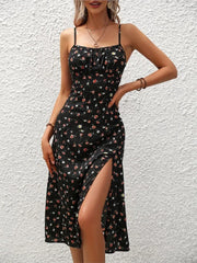 Vestido midi con lunares y estampado de atardecer – Avenelle