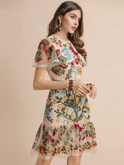 Vestido de malla con estampado floral – Aureline