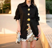 Camisa oversize con botones dorados – Aurenza