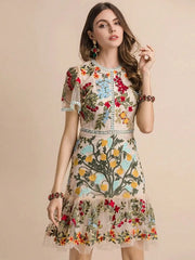 Vestido de malla con estampado floral – Aureline