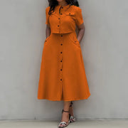 Conjunto de dos piezas con falda abotonada y top corto – Mirella