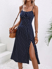 Vestido midi con lunares y estampado de atardecer – Avenelle