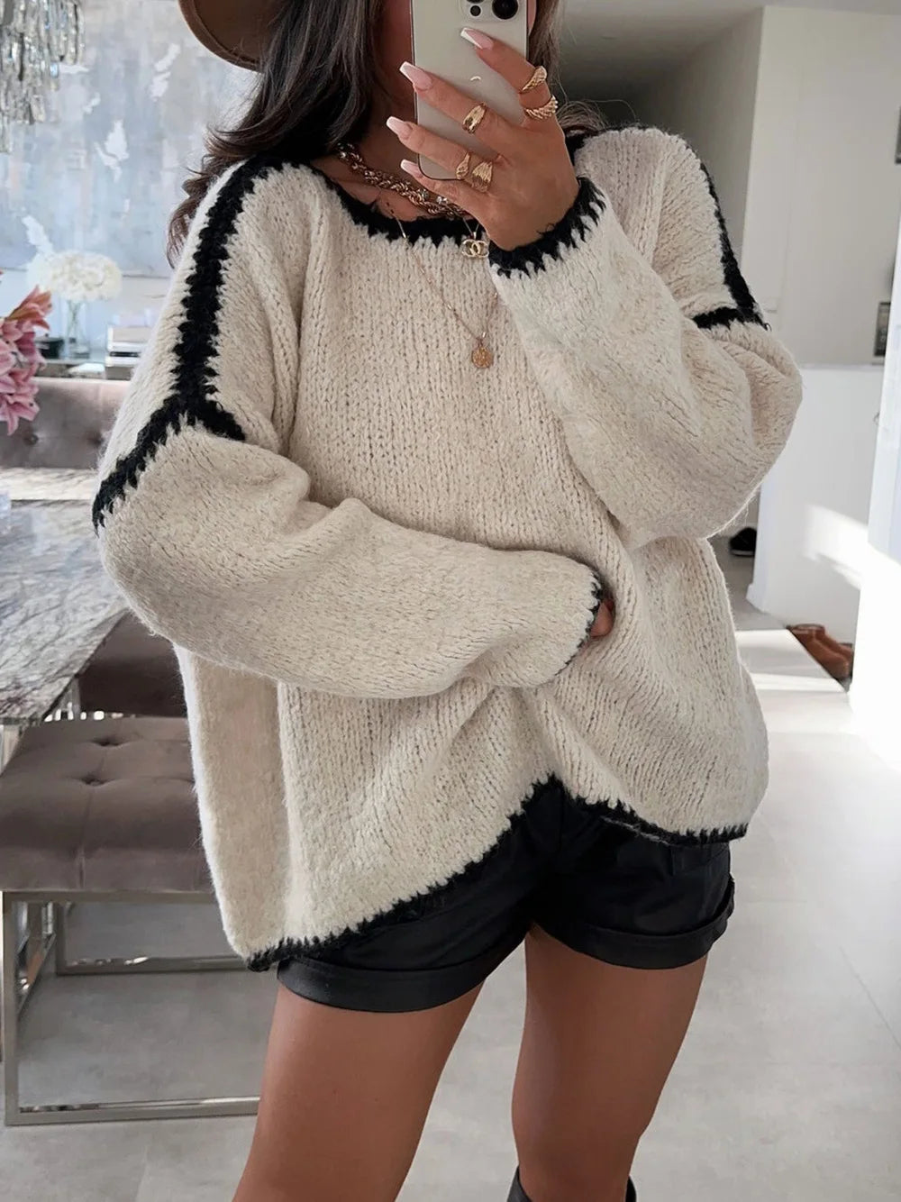 Jersey de punto con mangas abullonadas – Eloise