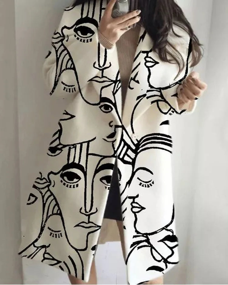 Abrigo largo con bordado floral vintage – Marivelle