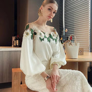 Blusa bordada con malla floral – Floriva