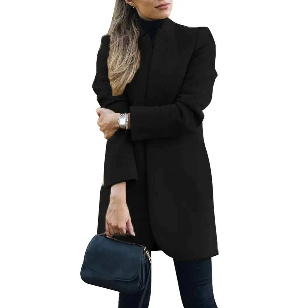 Abrigo largo de lana con cuello alto – Verayne