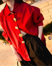Camisa oversize con botones dorados – Aurenza