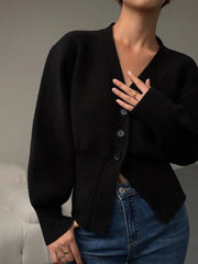 Cárdigan de punto con cuello en V y botones – Maelis