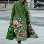 Abrigo largo con bordado floral vintage – Marivelle
