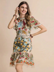 Vestido de malla con estampado floral – Aureline