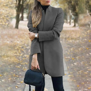 Abrigo largo de lana con cuello alto – Verayne