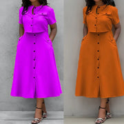 Conjunto de dos piezas con falda abotonada y top corto – Mirella